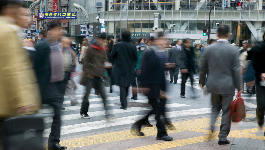 A busy sidewalk