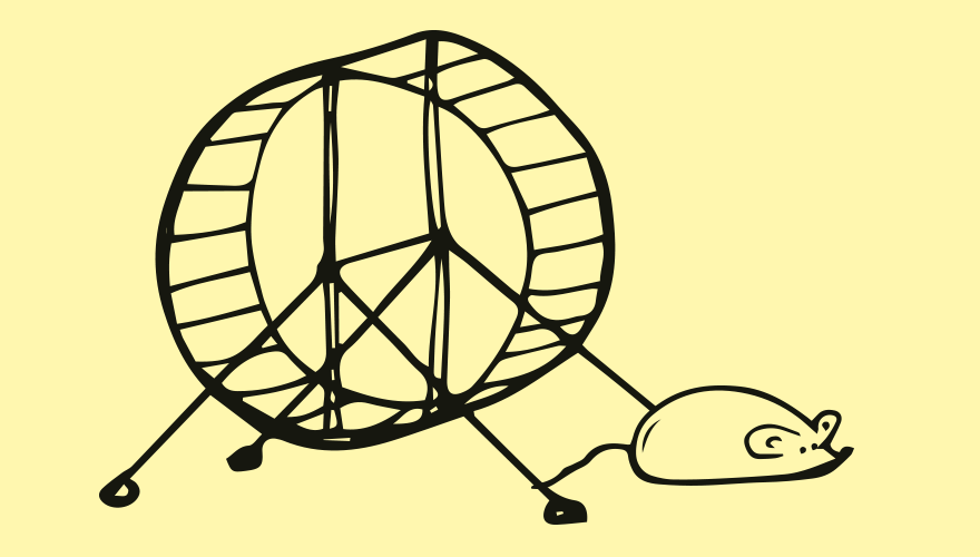 An illustration of a hamster leaving it's wheel