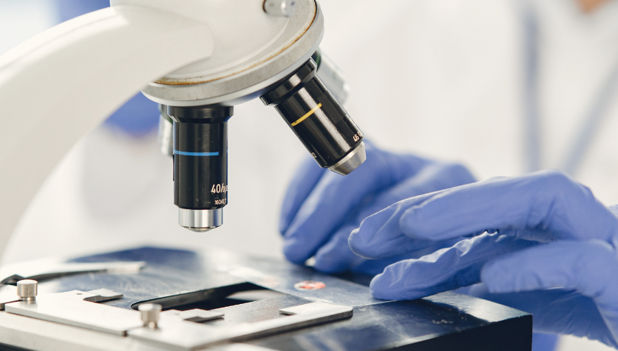 A photo of someone using a microscope